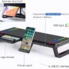 Aluminum PC Monitor Stand – 4 USB Ports with USB 3.0 Fast Charging & Keyboard Storage | Space-Saving Laptop Stand